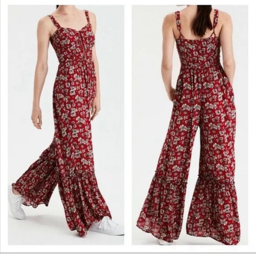 American Eagle Outfitters Red and White Romper